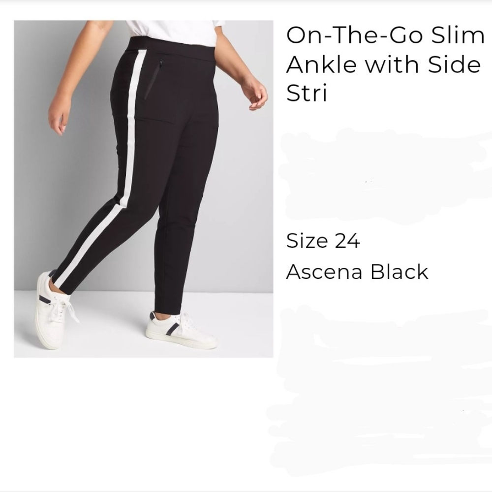 Ankle Pants Size 24 Black/White Stripe